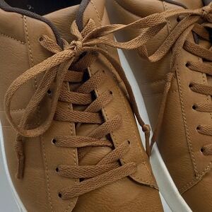 Royal Class Casual Brown Sneakers Minimalist Low Top Faux Leather - Size 11